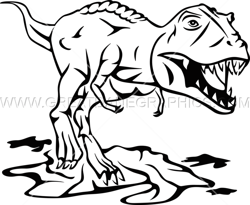 Drawn Tyrannosaurus Rex Black And White - Trex Black And White (825x678), Png Download