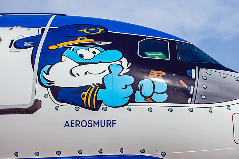 Aerosmurf - Grote Smurf - Brussels Airlines Smurf Plane (784x783), Png Download