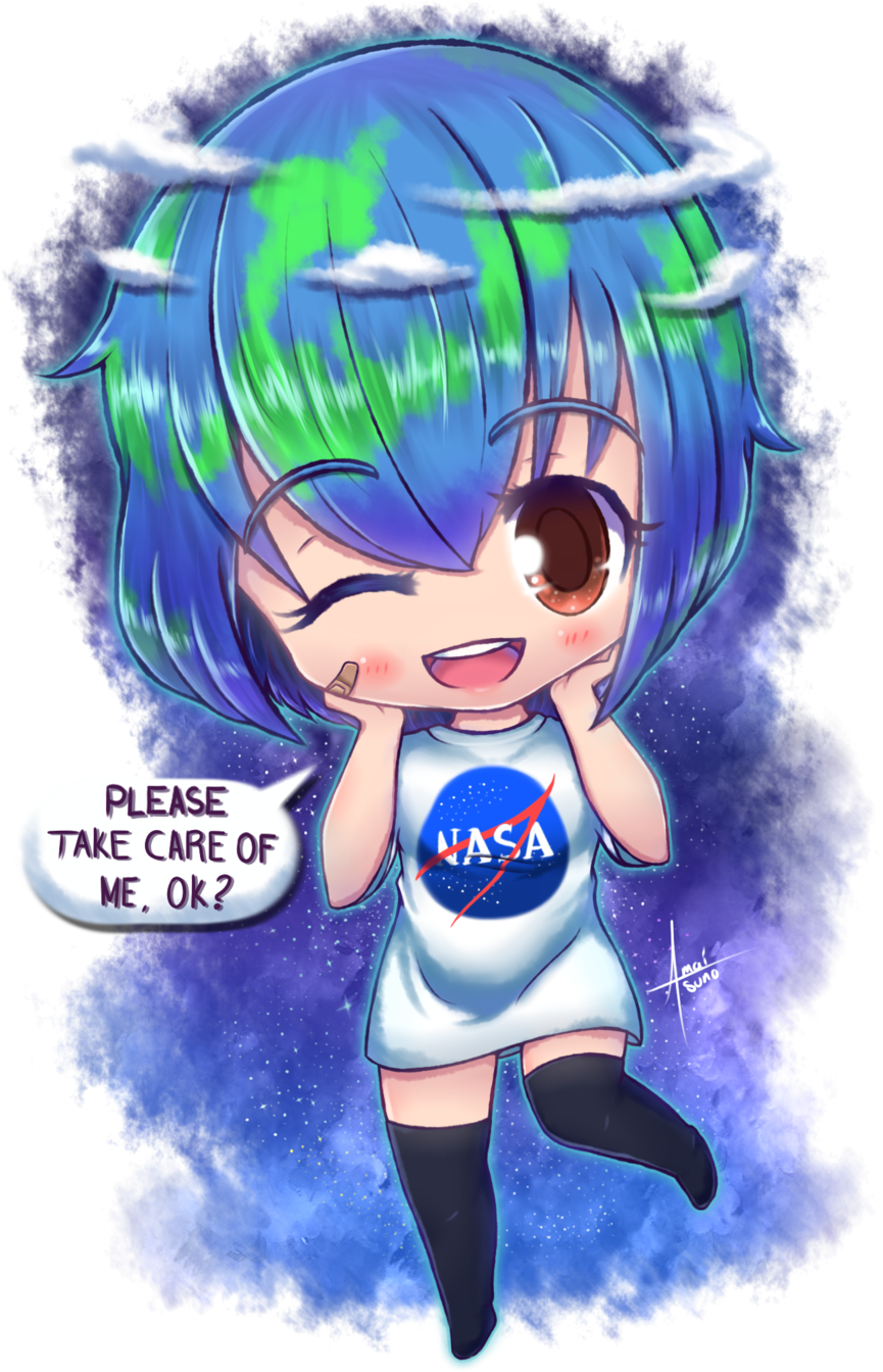 Earth-chan Wants You - Anime Chibi Earth Chan (1024x1365), Png Download