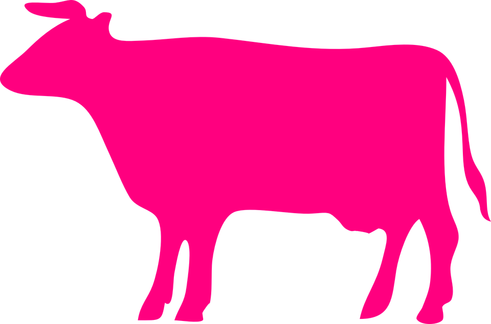 Pink Cow Clipart Collection - Cow Silhouette Grey (960x634), Png Download
