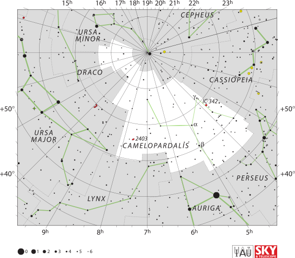 The Constellation Camelopardalis Is Far To The North - Camelopardalis Star Map (596x522), Png Download