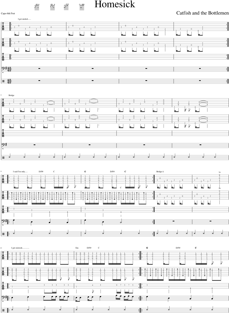 Homesick Sheet Music Composed By Catfish And The Bottlemen - Number (827x1169), Png Download