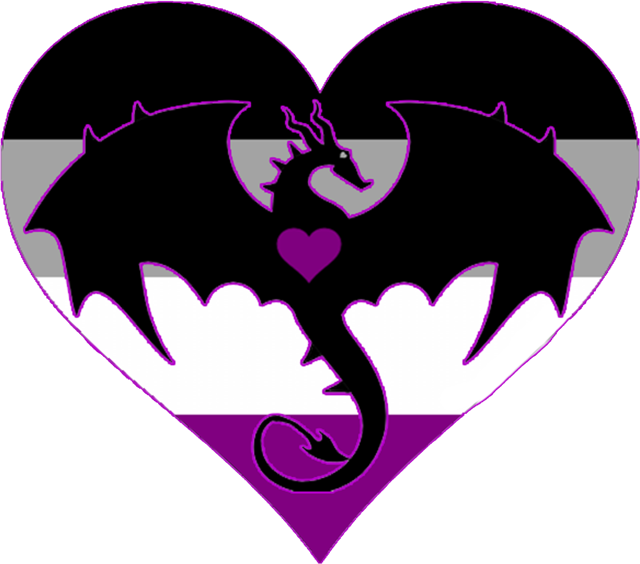 Heart Myart Dragon Ace Asexual Aromantic Redbubble - Transparent Dragon Clip Art (1280x1120), Png Download