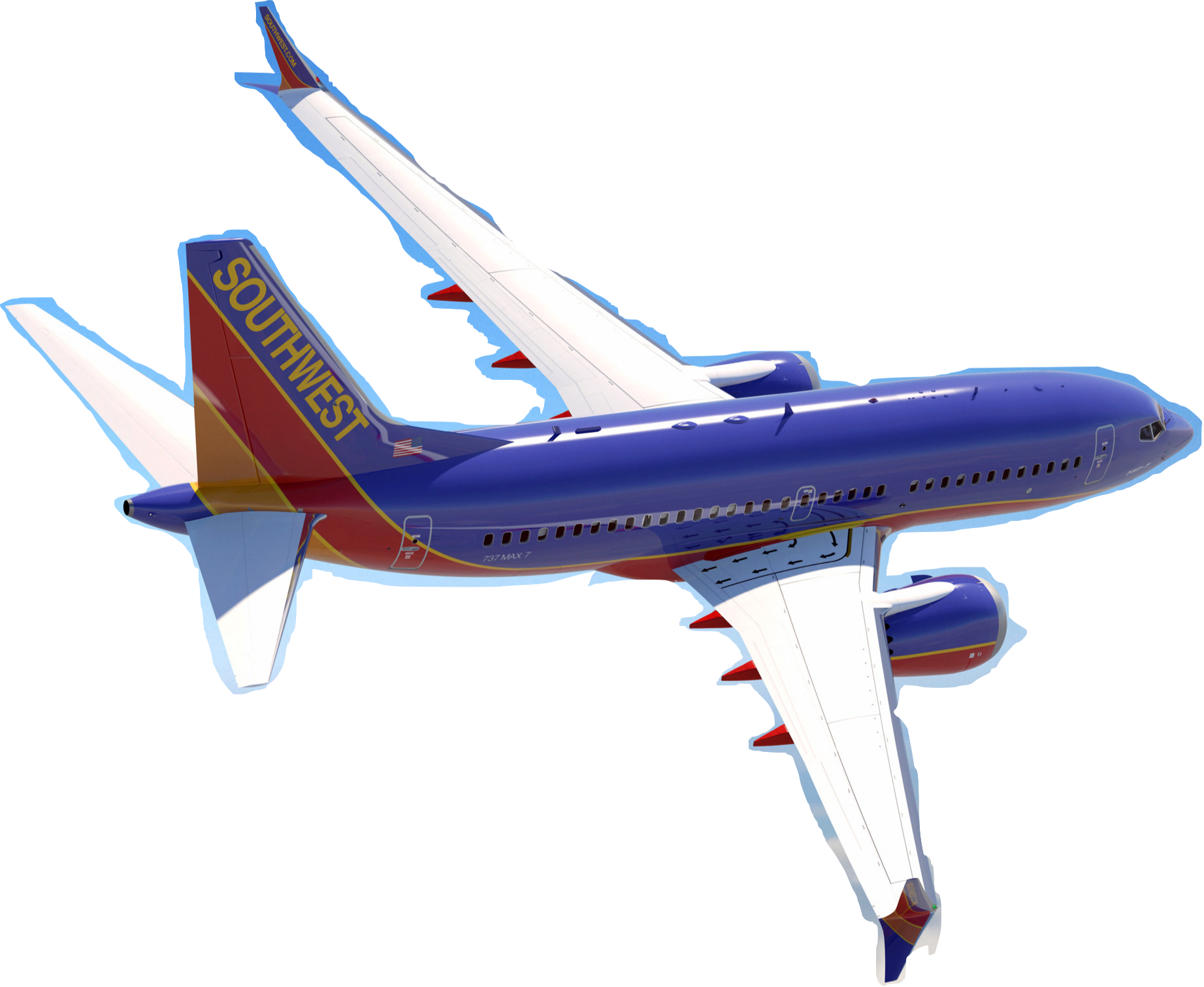 What Was Southwest's Intial Strategy - Southwest Airlines Boeing Transparent (1843x1512), Png Download