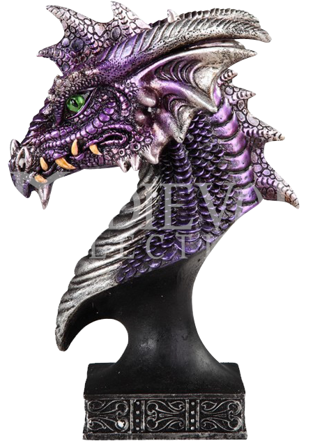 Purple Dragon Head Pedestal Statue - Bust (647x647), Png Download