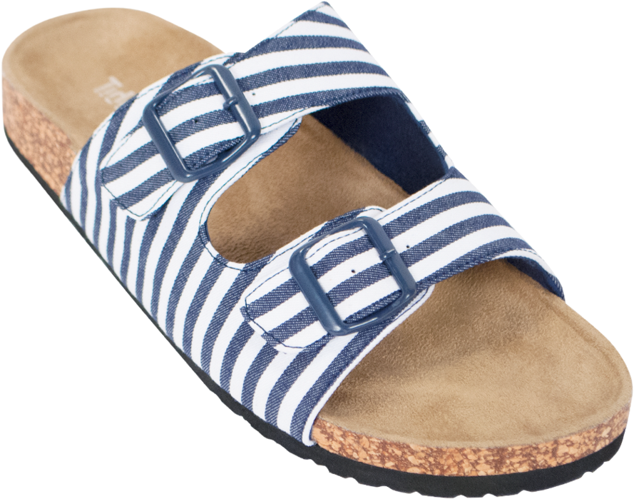 Navy & White Striped Sandal - Slip-on Shoe (1024x768), Png Download