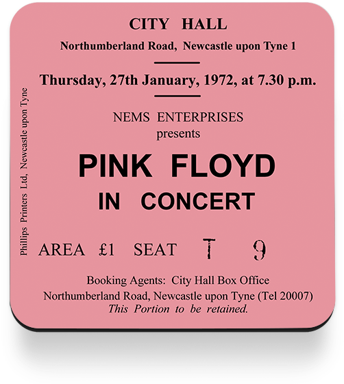 Pink Floyd Newcastle City Hall Ticket Coaster - Label (650x650), Png Download