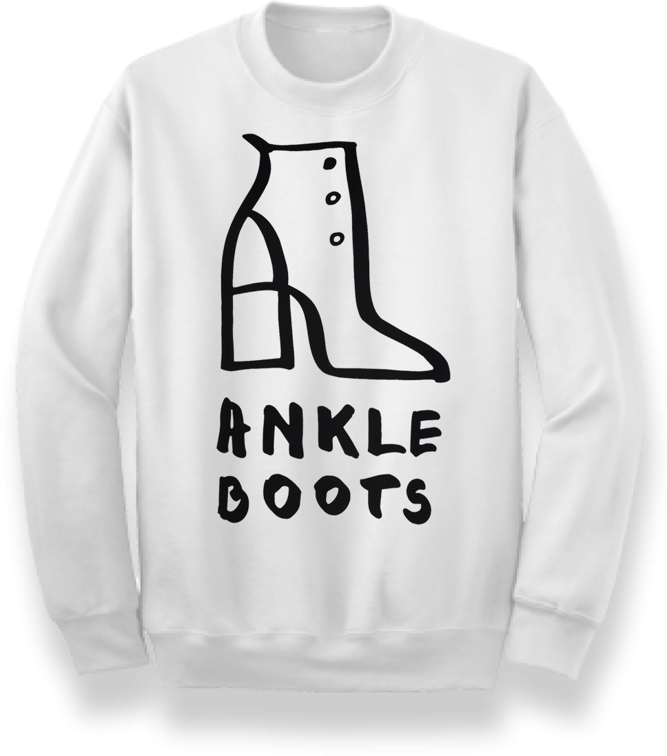 Pre-order White Jumper With Black Ankle Boots Print - Sweatshirt (979x1250), Png Download