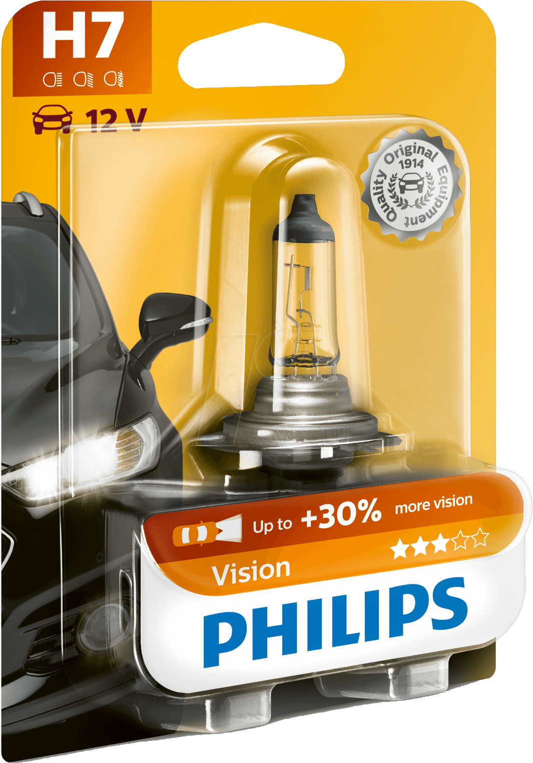 H7 Headlight Bulb Philips Vision Philips 12972prb1 - Philips H7 Bulb (1127x1567), Png Download