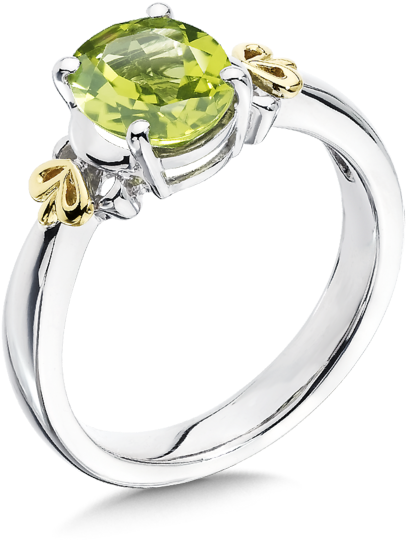 Peridot Ring In 18k Gold & Sterling Silver - Pre-engagement Ring (600x600), Png Download