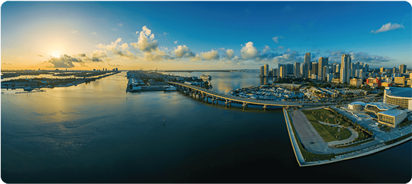 Miami Skyline Medium Work Mat - Panoramic 4k (600x600), Png Download