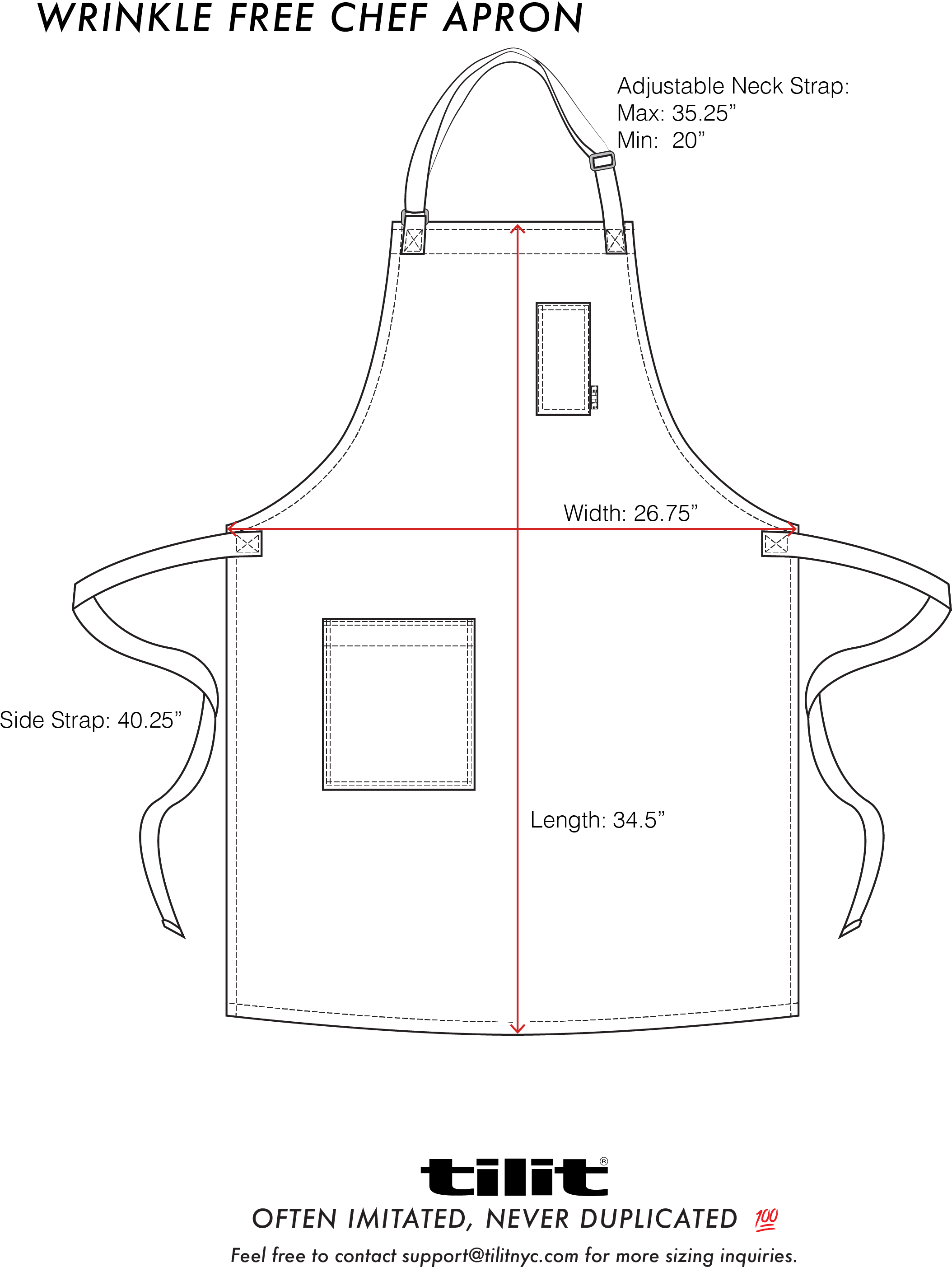 Picture Freeuse Stock Wrinkle Free Chef Aprons Tilit - Chef Apron Size (2109x2971), Png Download