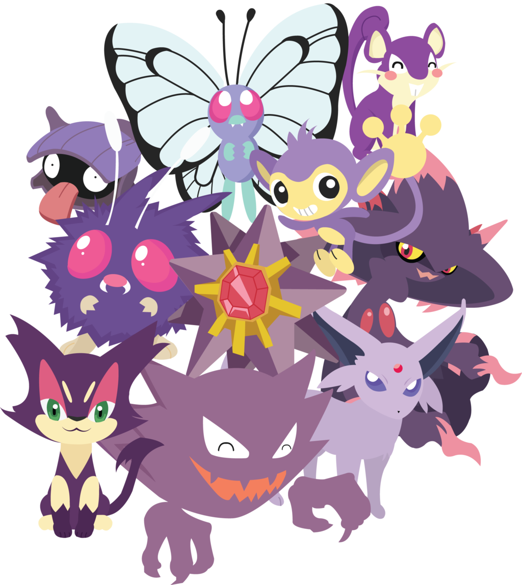 Pokemon Pink Purple Espeon Haunter Jigglypuff Clefairy - Purple Pokémon (1024x1148), Png Download