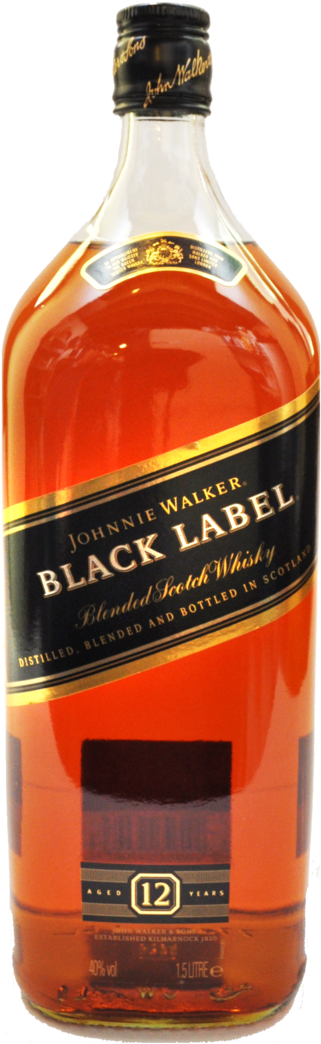 Whisky Johnnie Walker Black Label 12 Years 1,5l - Glass Bottle (372x1080), Png Download