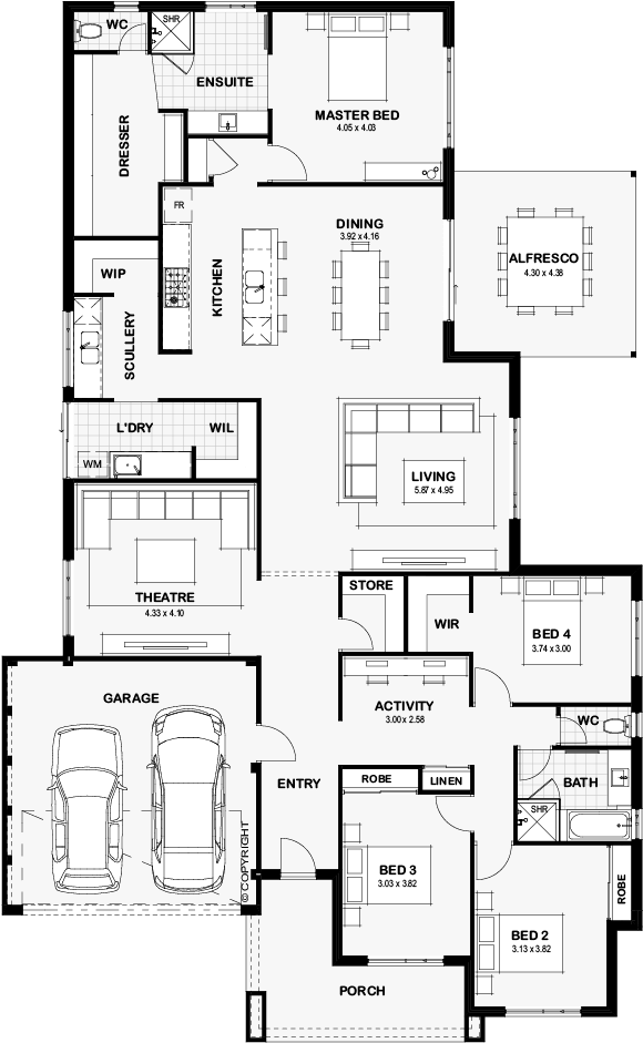Enlarge Plans - Floor Plan (1000x1000), Png Download