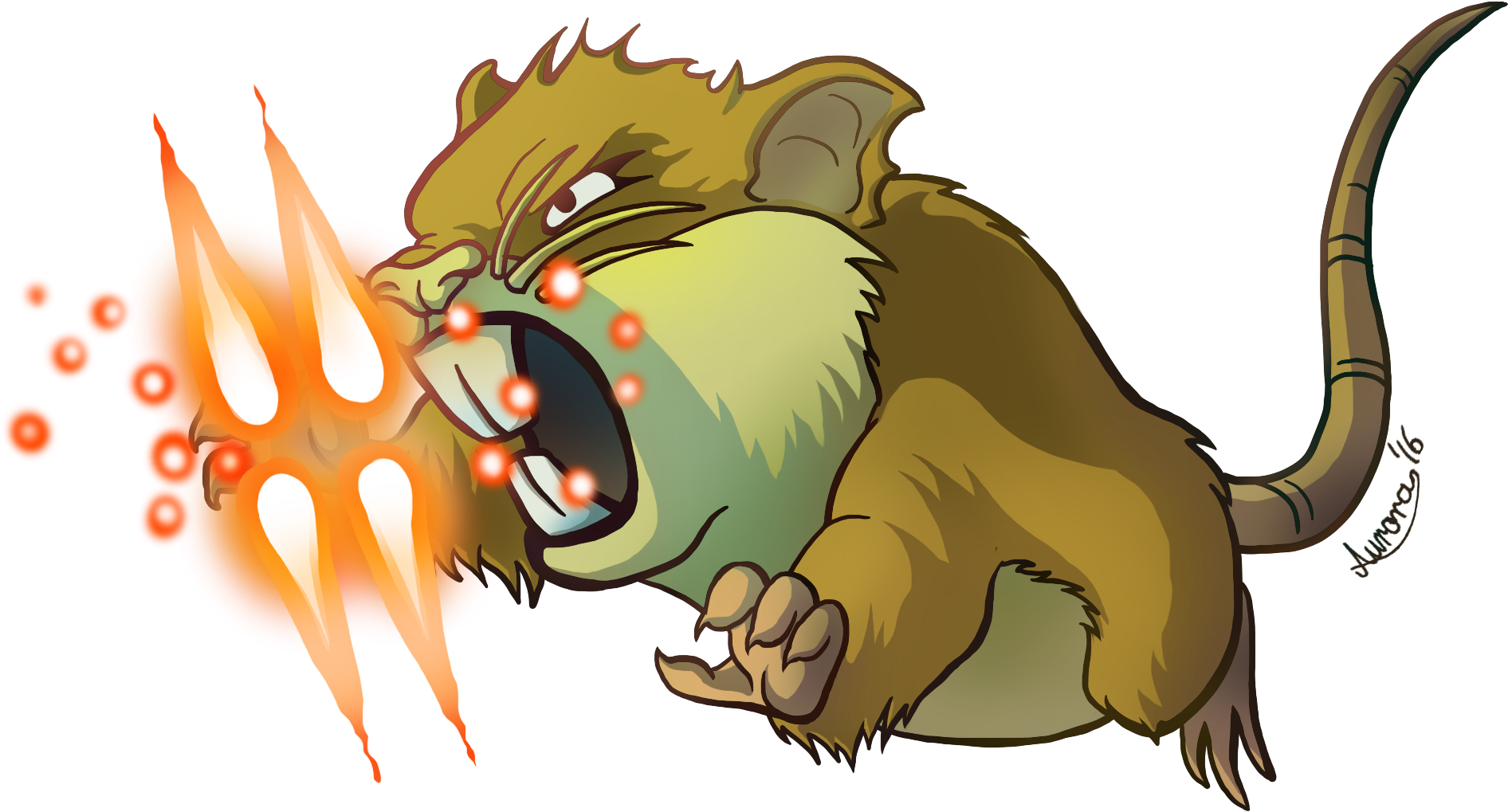 Raticate Used Hyper Fang By Dragonchildx - Rattata Hyper Fang (2016x1084), Png Download