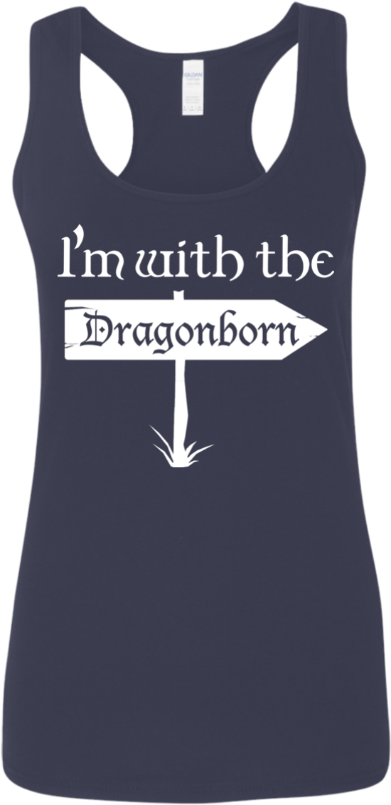Im With The Dragonborn White Print Ladies' Softstyle - Active Tank (1155x1155), Png Download