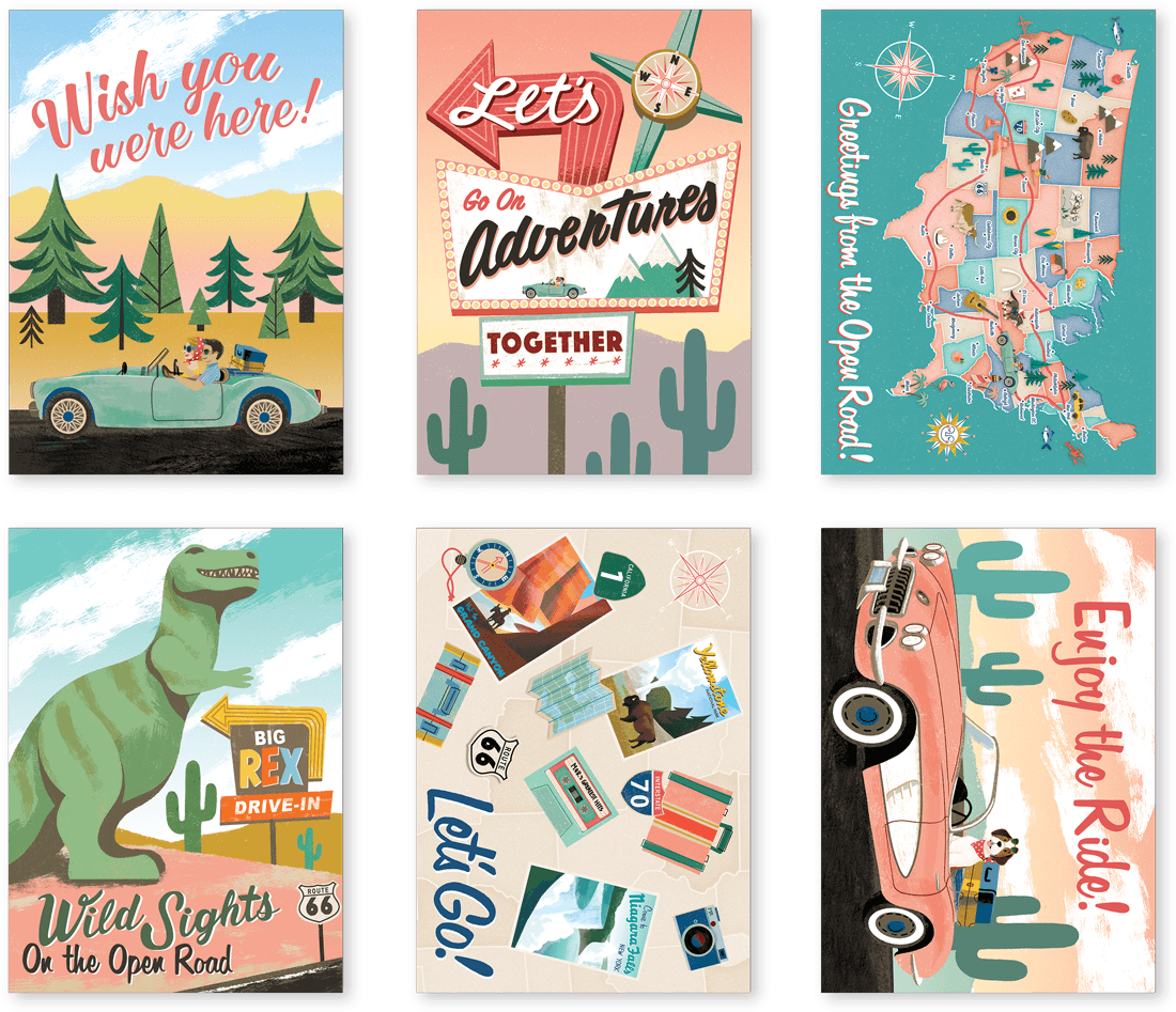 Road Trip Postcard Pad - Illustration (1200x1200), Png Download