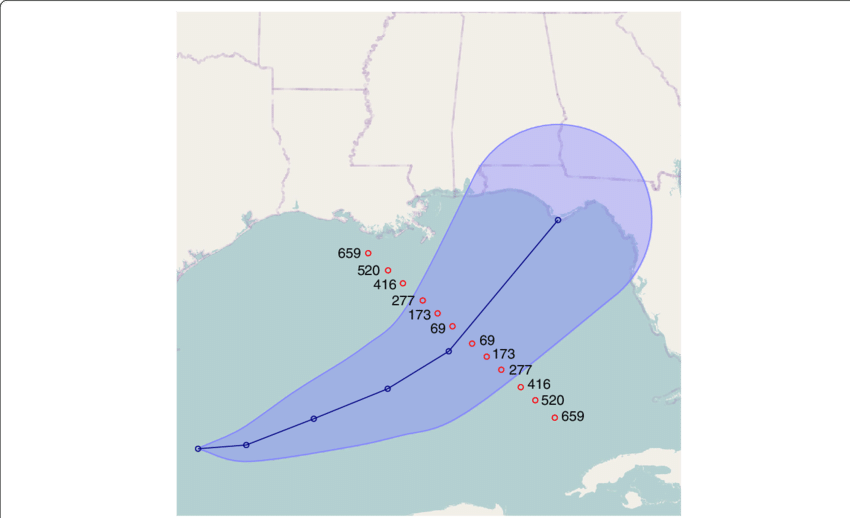 An Example Of The Cone Visualization, Shown With The - Ocean (850x518), Png Download