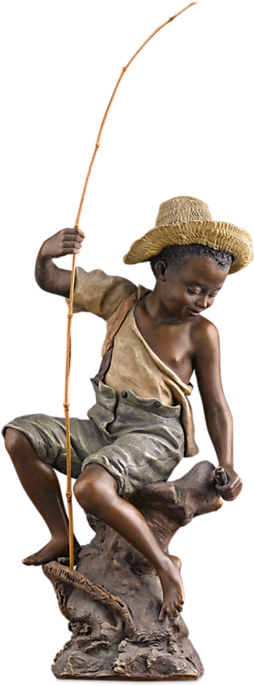 Goldscheider Boy Fishing Figurine - Sculpture (1080x1080), Png Download