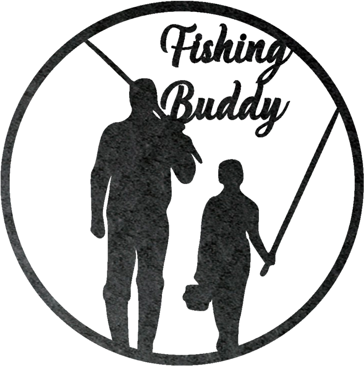Fishing Buddies Metal Wall Sign - Silhouette (1024x1024), Png Download