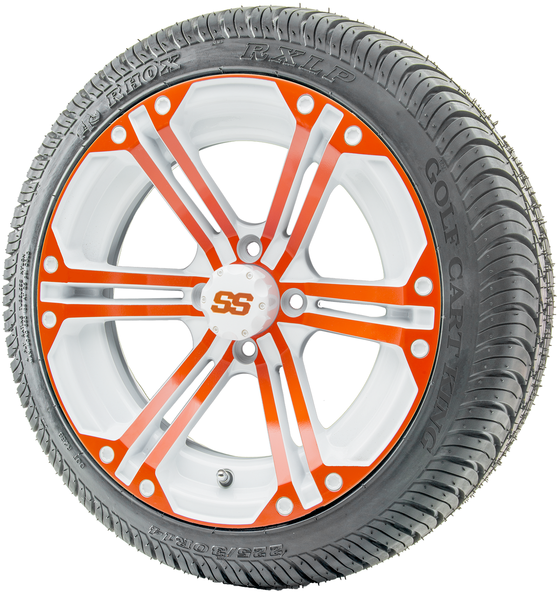 14" Rhox Rx354 White And Orange Wheels And Lowpro Tires - Wheel (1280x1280), Png Download
