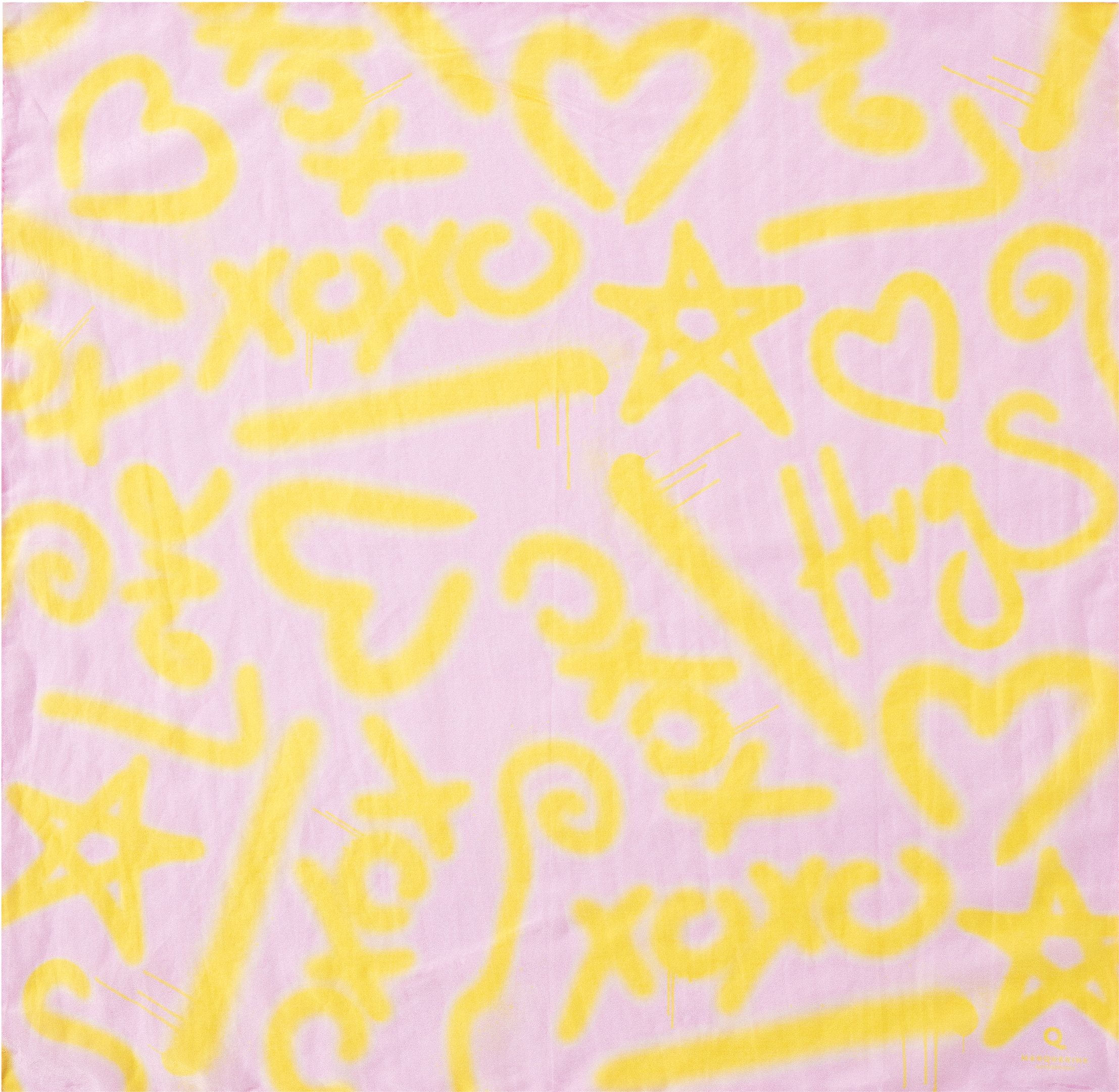 Scarf Design Xoxo Color Vibrant Yellow In 50 X 50 Cm - Motif (2400x3140), Png Download