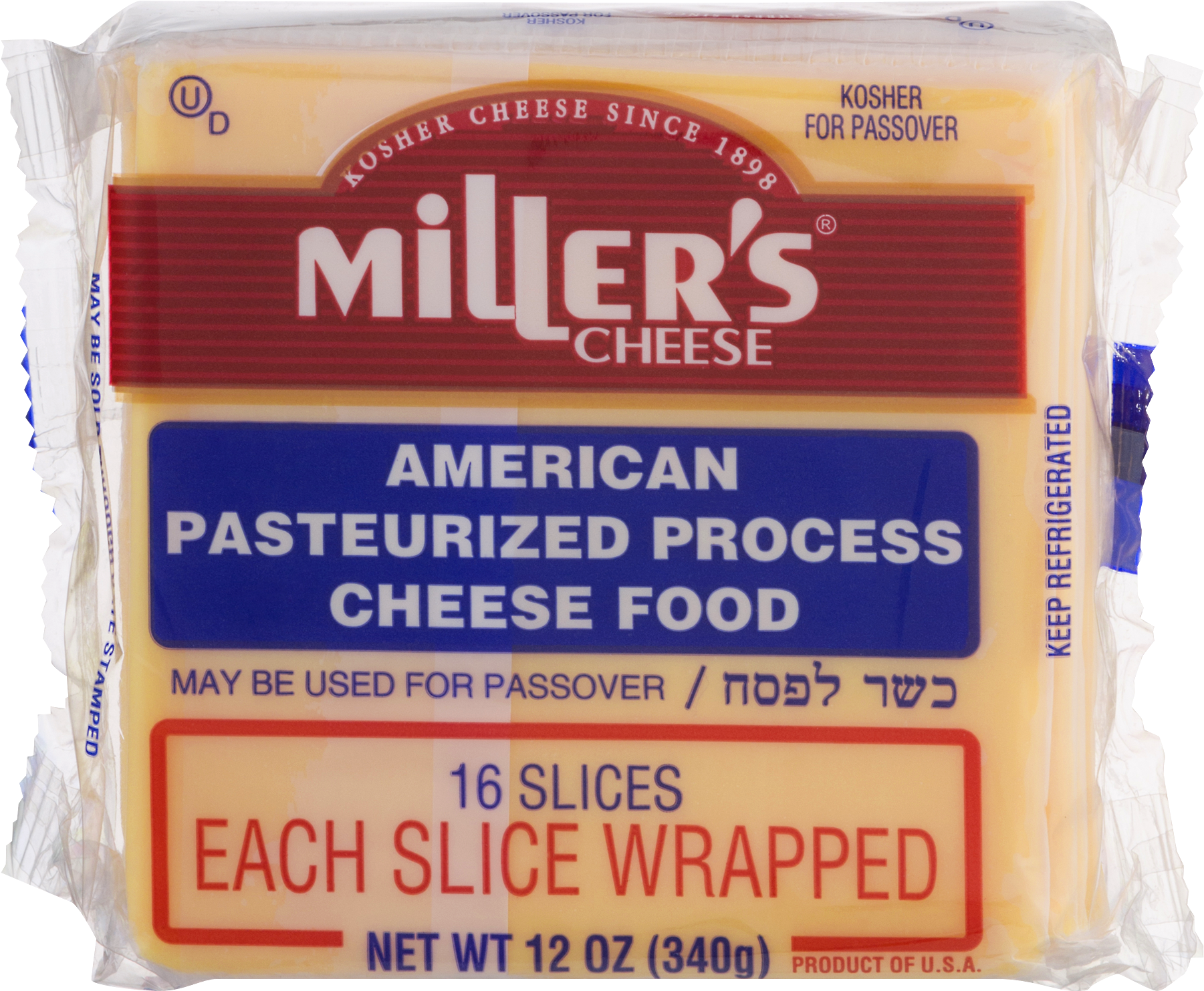 Miller's Slices American Pasteurized Process Cheese, - American Cheese (1800x1800), Png Download