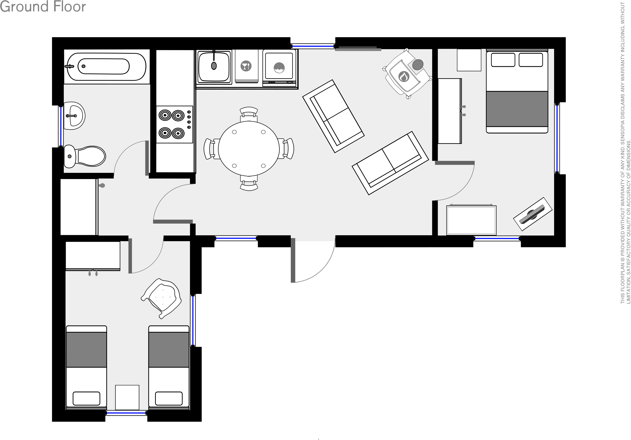 Clogwyn Cottage - Floor Plan (2641x1866), Png Download
