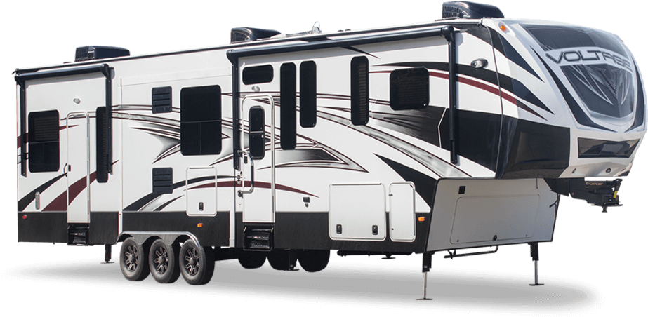 Dutchmen Rv Voltage Toy Hauler Fifth Wheels - Voltage 3970 (1056x505), Png Download