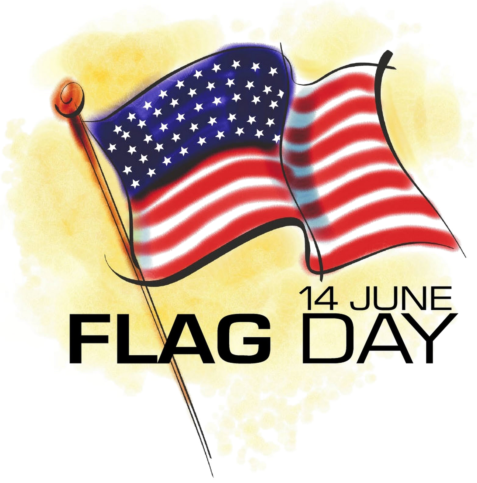 Flag Day Png Image File - Cartoon American Flag (1567x1600), Png Download