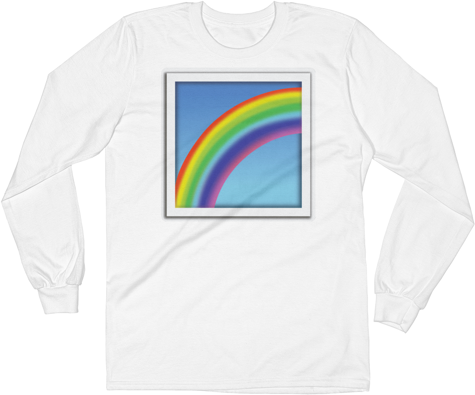 Men's Emoji Long Sleeve T-shirt - Rainbow (1000x1000), Png Download