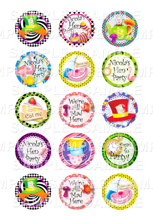 Mad Hatter Edible Cupcake Toppers - Mad Hatter Cupcake Toppers (750x750), Png Download