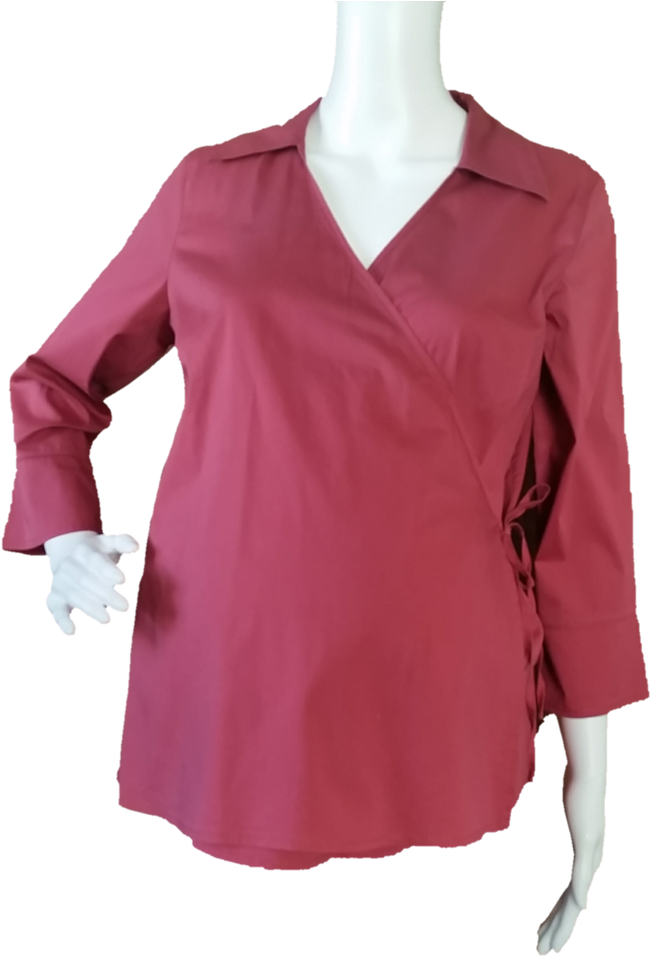 Old Navy Maternity Wrap-front Woven Blouse - Blouse (714x1023), Png Download