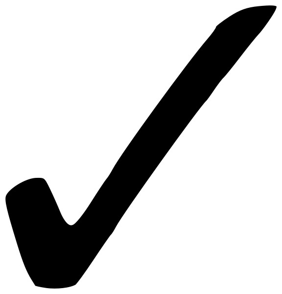 Tick Black Outline White Clip Art - Black Check Mark Png (576x600), Png Download