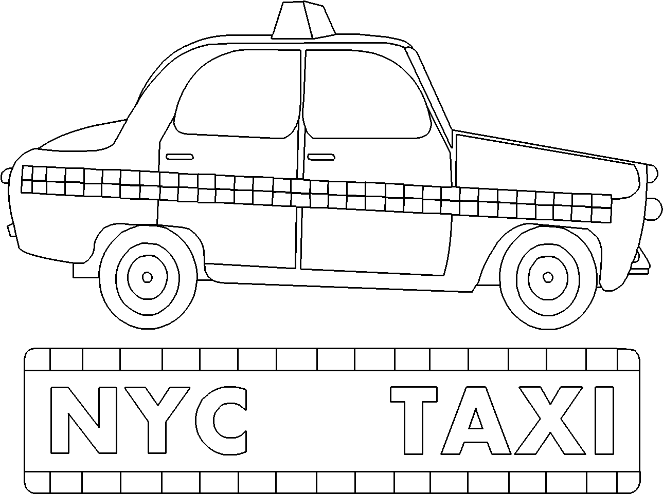 Clip Art Library Stock Coloriage New York Projets Essayer - New York Taxi For Coloring (1450x1005), Png Download