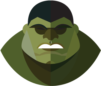 Flat Minimal Superheroes Hulk - Hulk Flat Design (360x432), Png Download