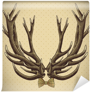Hipster Vintage Background With Deer Antlers Wall Mural - Antler (400x400), Png Download