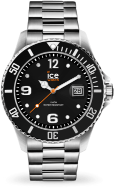 Ice Steel - Black Silver - Flynn Sport Chronograph Silver Stainless Steel Watch (400x400), Png Download