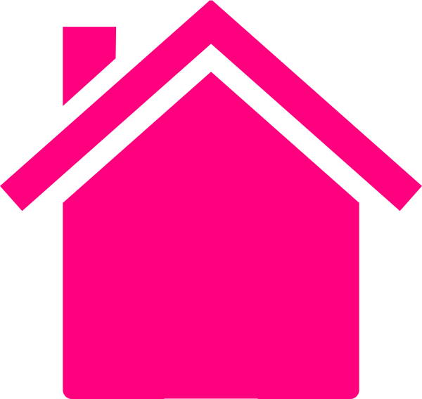 Pink House Outline Clip Art At Clker - Pink House Outline (600x568), Png Download