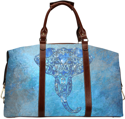 A Blue Watercolor Elephant Portrait In Denim Look Classic - Good.luck Custom Fashion Diy Image Supreme Travel Tote (500x500), Png Download
