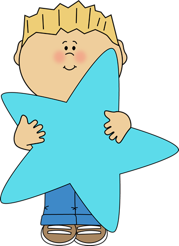 Little Boy Holding A Blue Star - Boy Holding Star Clipart (363x500), Png Download