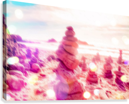 Stone Balancing At The Sandy Beach With Summer Bokeh - Artist (429x344), Png Download