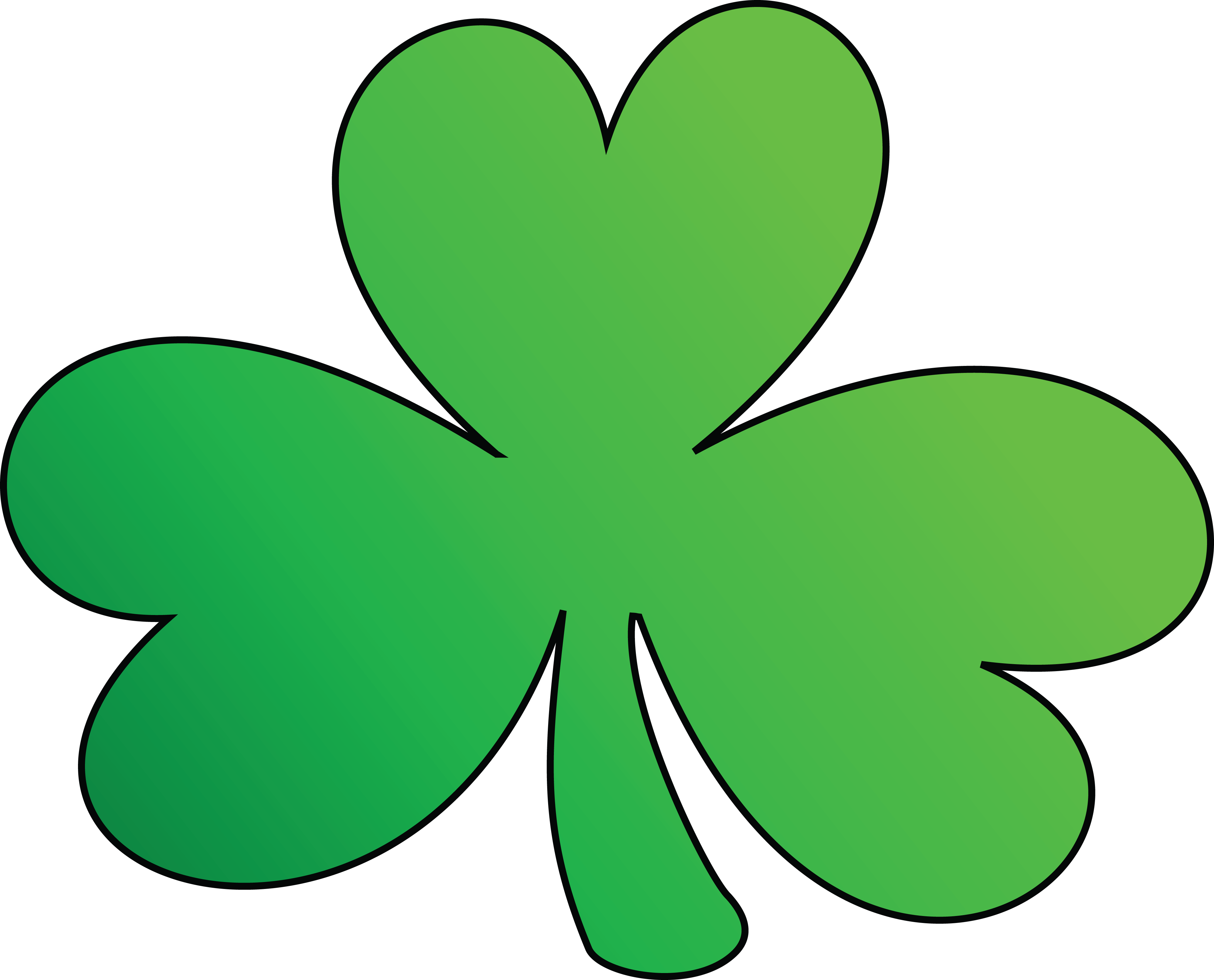 Free Clipart Of A Green Outlined Clover Shamrock - St Patrick's Day Green Clover (4000x3230), Png Download