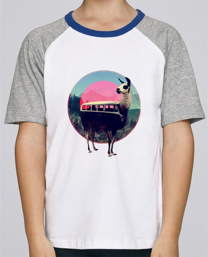 Tee-shirt Child Short Sleeve Stanley Mini Jump Lama - Tattify Surreal Llama Bus Temporary Tattoo - Vw Llama (690x850), Png Download