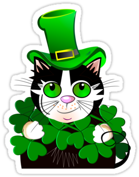 Feline Clipart St Patricks Day - St Patrick's Day Cat Clip Art (375x360), Png Download