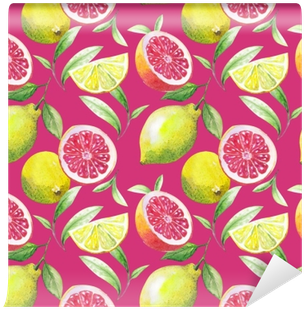 Nice Handmade Pattern Of Tea Leafs And Citrus Fruits - Citrus (400x400), Png Download