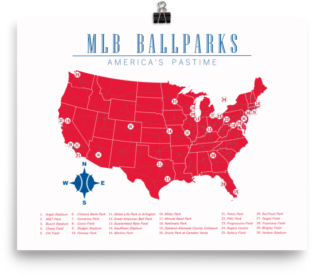 Mlb Ballparks Map List Poster Chicago Cubs Colors - Usa Dumbfuckistan (1000x1000), Png Download