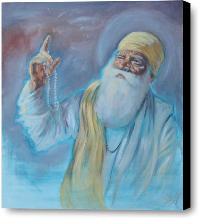 Guru Nanak Dev Ji By Ramandip Singh - Painting Guru Nanak Dev Ji (677x750), Png Download