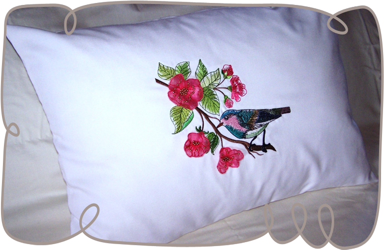 Watercolor Bird With 3d Blossoms - Pintura Textil De Aves (800x800), Png Download